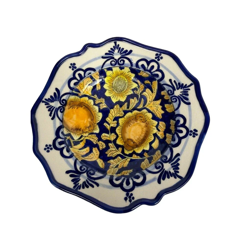 Vintage I. Godinger & Co. Hand Painted Plates Ceramic Floral Mediterranean Set 5